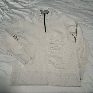 DKNY Men’s Quarter Zip Long Sleeve Cream / Sesame Colored Sweat Shirt Size Large